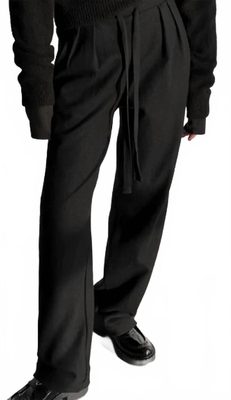 NEW PAPERMOON wool tailored drawstring pull on pants in black